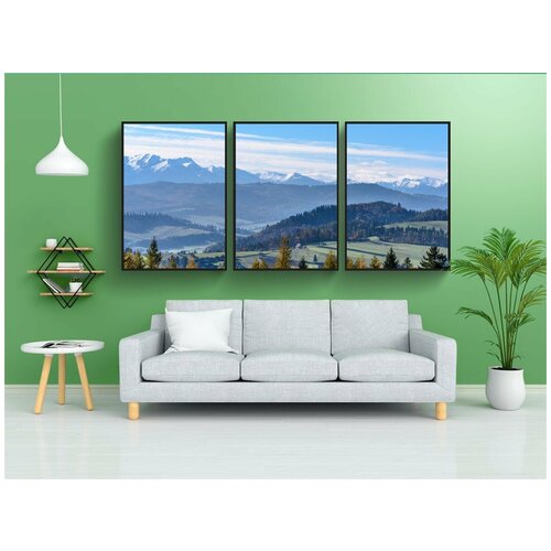 фото Набор модулных постеров для интерьера "снежные вершины, луга, овец" 60x90 см. в тубусе, без рамки lotsprints