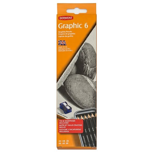 Derwent' Набор графит. карандашей в мет. кор. заточенный 6 шт. цвет ассорти Sketching 0700836