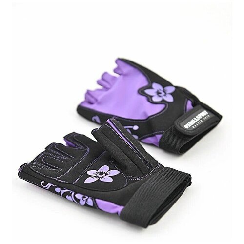 Перчатки для фитнеса женские замшевые X11, цвет чёрный/фиолетовый, размер XXL