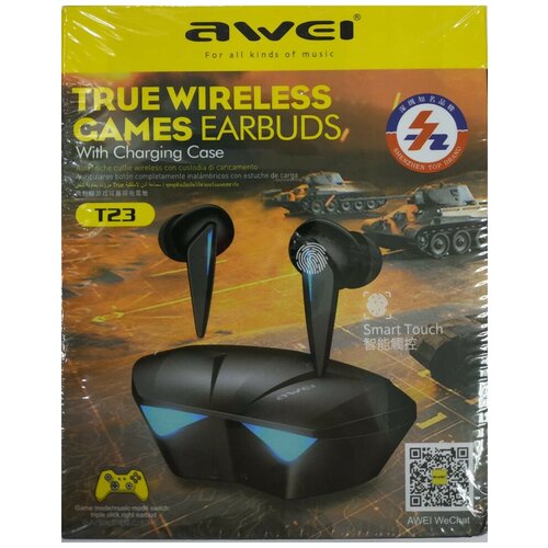 Беспроводные наушники TWS Awei T23 IPX4/BT5.3/35mAh/6ч черные