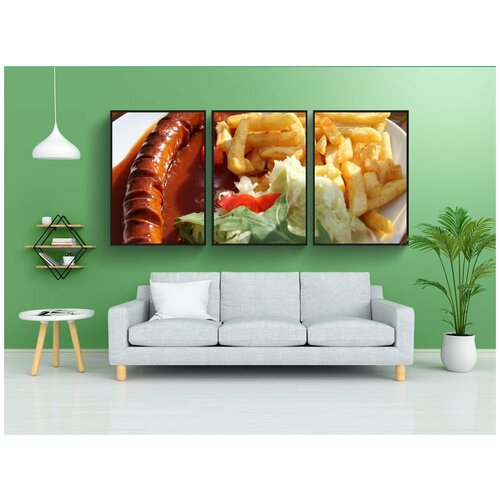 фото Набор модулных постеров для интерьера "карривурст, фри, еда" 60x90 см. в тубусе, без рамки lotsprints
