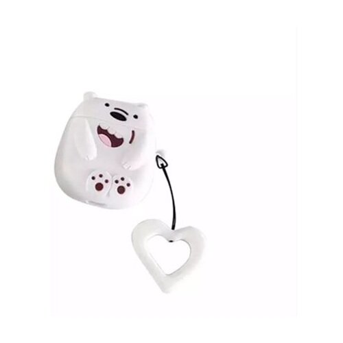 Чехол для наушников Apple AirPods 1/2 Белый мишка с кольцом airpods pro cover for apple airpods 2 cases cute stars cases luxury cat cartoon moon key chain earphone cover for airpods 1 2