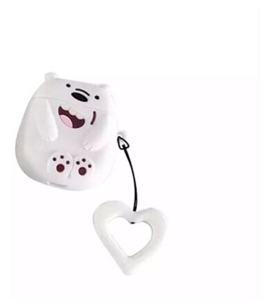 фото Чехол для наушников Apple AirPods 1/2 "Белый мишка" с кольцом