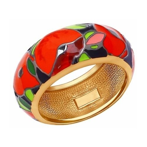 фото Кольцо из золочёного серебра sokolov 93010542 с эмалью diamant-online