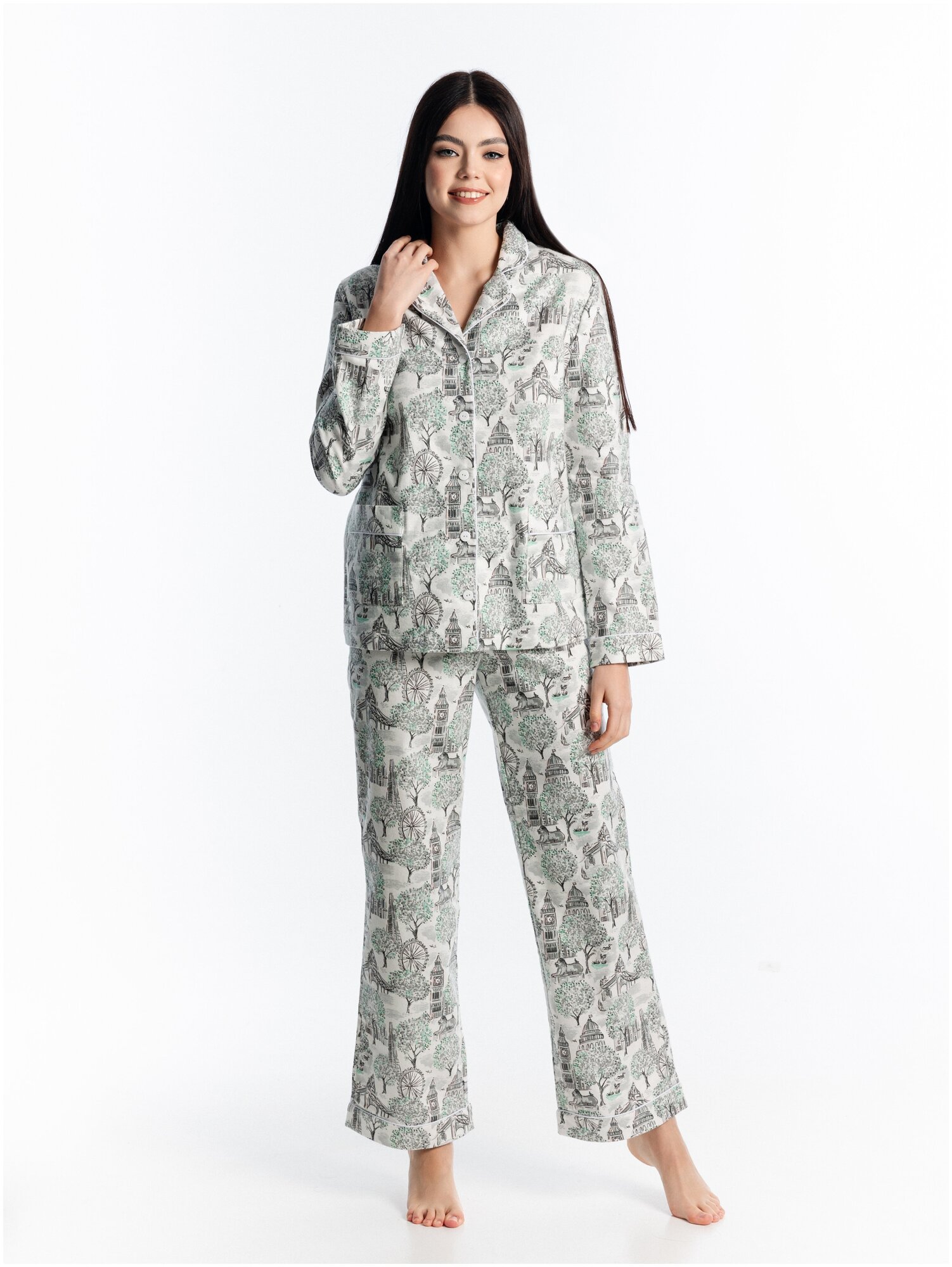 Пижама женская фланелевая impresa 50 рубашка и брюки - фотография № 6