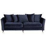 Диван Garda Decor Sorrento 220 трехместный велюровый темно-синий SORRENTO-220-2K-Т. СИНИЙ-Bel18 - изображение