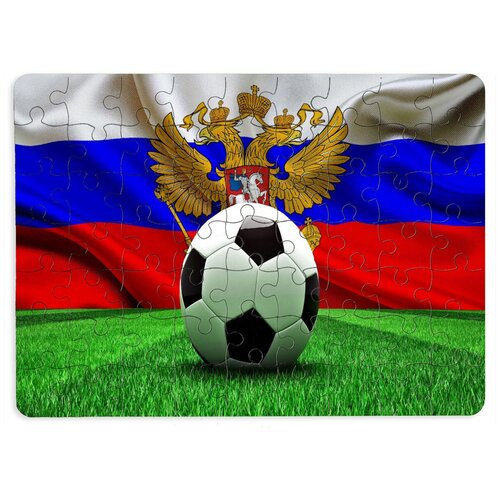 Пазлы CoolPodarok Футбол Футбольный мяч Герб Трава Флаг 13х18см 63 эл. магнитный
