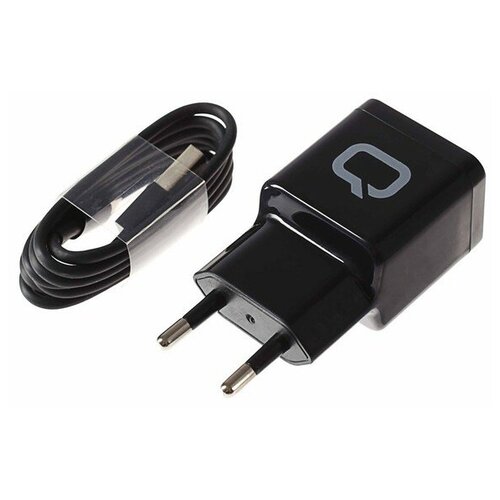 фото Сетевое зарядное устройство qumo energy, 2 usb, 2.1 a, черное 4309231