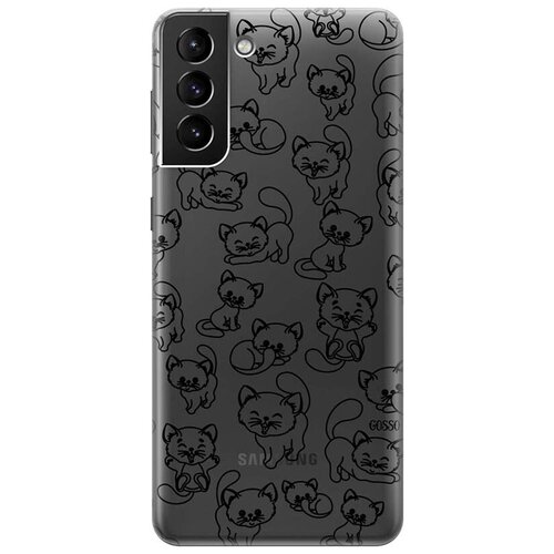 Ультратонкий силиконовый чехол-накладка ClearView 3D для Samsung Galaxy S21+ с принтом Cute Kitties ультратонкий силиконовый чехол накладка clearview 3d для huawei y6p с принтом cute kitties