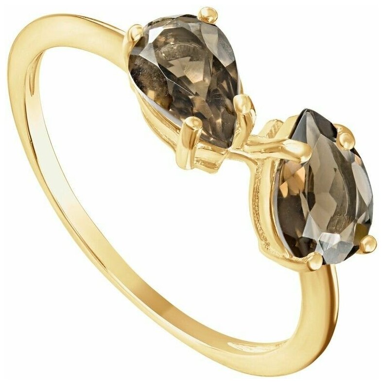 Серебряное кольцо с натуральным раухтопазом - коллекция Дуэт 
