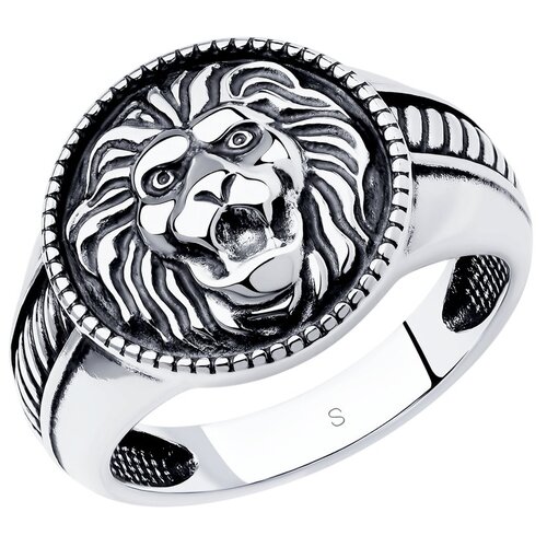 фото Sokolov кольцо из чернёного серебра «лев» 95010118, размер 23