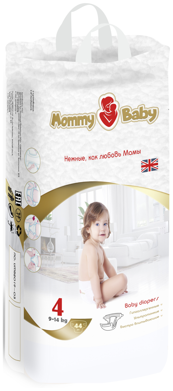 Подгузники Mommy Baby Размер 4 (9-14кг) 44 штук в упаковке