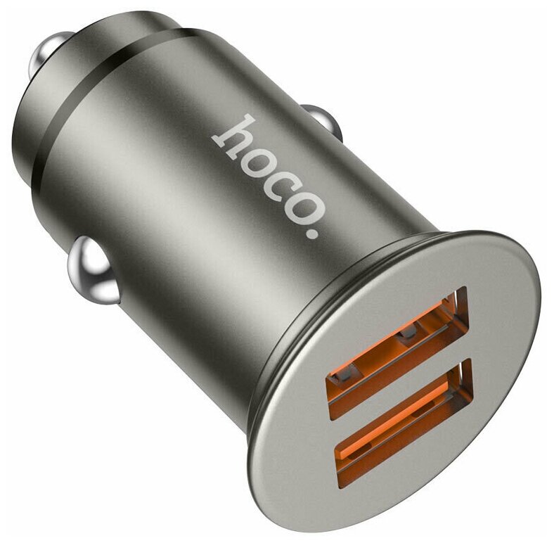 Автомобильное зарядное устройство HOCO NZ1 2USB QC 3.0 36W серый металл