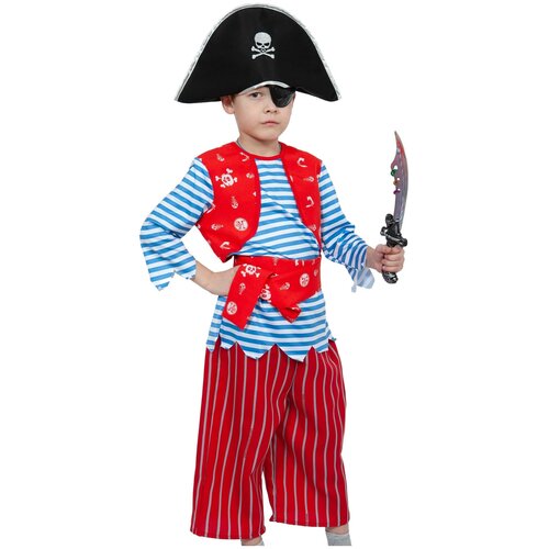 фото Костюм пират билли детский карнавалофф s (116-122 см) (шляпа, кофта, бриджи, пояс, повязка, оружие) карнавалoff