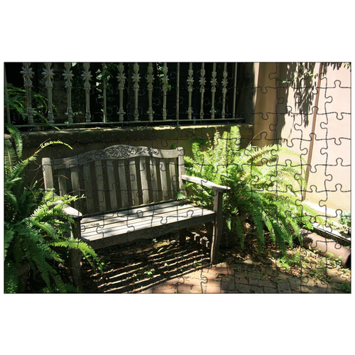 фото Магнитный пазл 27x18см."скамейка, сад, сиденье" на холодильник lotsprints
