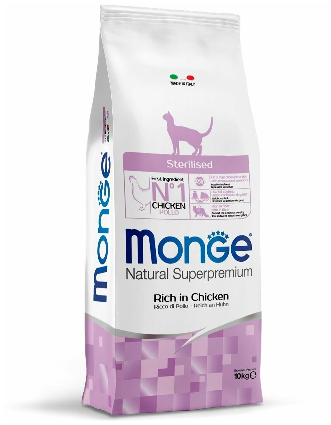 Сухой корм для стерилизованных кошек Monge Natural Superpremium, с курицей 10кг — фото 1