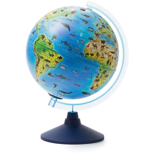 Глобус Земли зоологический с подсветкой от батареек d=25 см