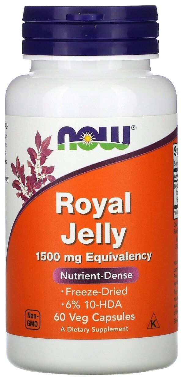 Капсулы NOW Royal Jelly 1500 мг Equivalency, 60 шт.