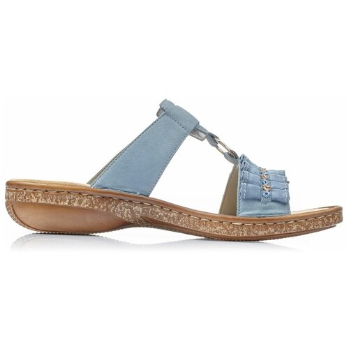 фото Сандалии rieker, гладкая фактура, размер 37, голубой