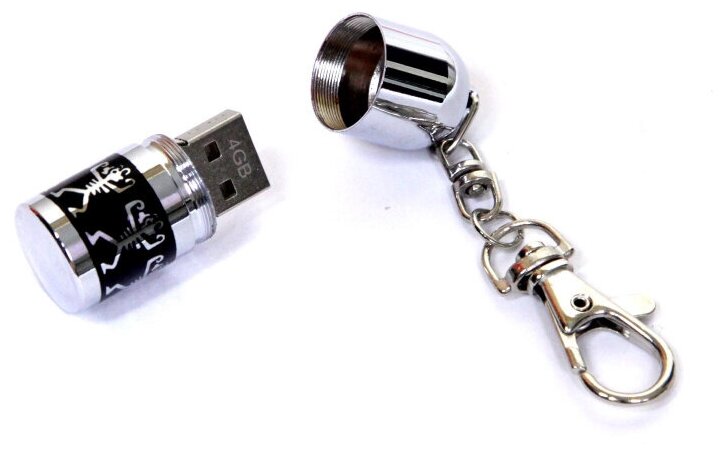 Металлическая флешка Пуля с танцующими человечками (4 Гб / GB USB 2.0 Серебро/Silver Bullet-Goa Лучший подарок парню на 23 февраля)