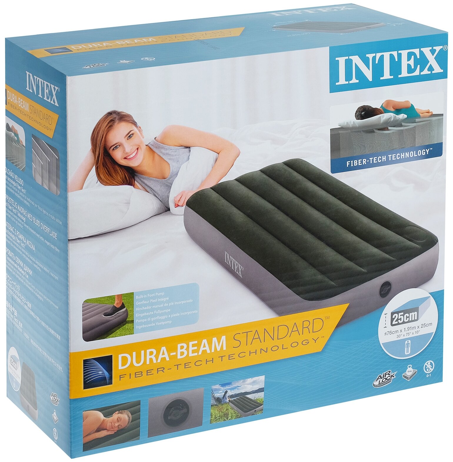 Intex Downy Airbed 76x191x25cm 64760