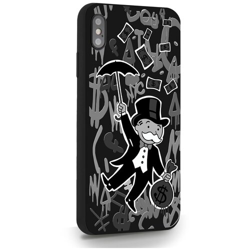 Черный силиконовый чехол MustHaveCase для iPhone XsMax Monopoly Black Edition Монополия для Айфон 10С Макс Противоударный