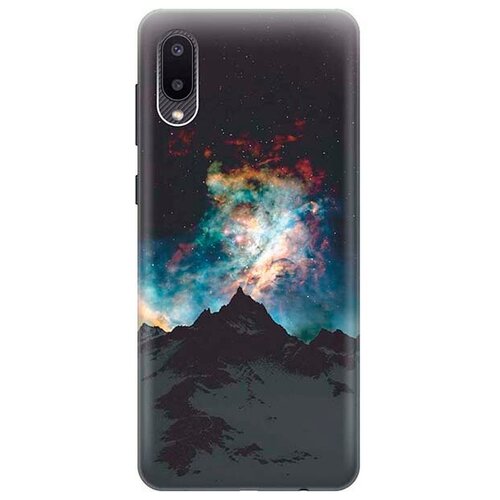 фото Ультратонкий силиконовый чехол-накладка для samsung galaxy a02 с принтом "горы и звезды" gosso