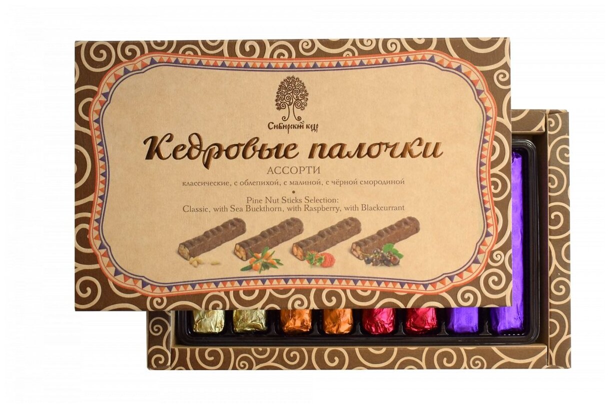 Набор конфет Сибирский кедр Ассорти Кедровые палочки малина облепиха смородина классика
