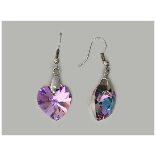 Серьги с подвесками Эстет кристаллы Swarovski фиолетовый серебряный 1605₽