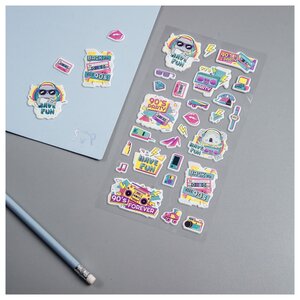 <b>Наклейки</b> <b>объемные</b> MESHU 90's party, 10*19 см, пакет европодвес ( Артикул 325517 ) <span>форма выпуска: лист, материал: вспененный полимер</span>