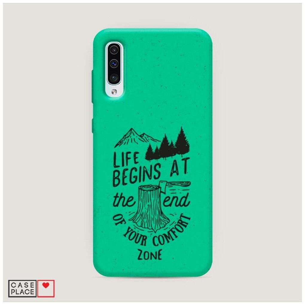Эко чехол "Life begins at the end black" на Samsung Galaxy A50 / Самсунг Галакси А50
