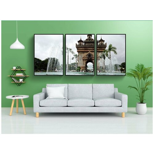 фото Набор модулных постеров для интерьера "лаос, вьентьян, памятник" 60x90 см. в тубусе, без рамки lotsprints
