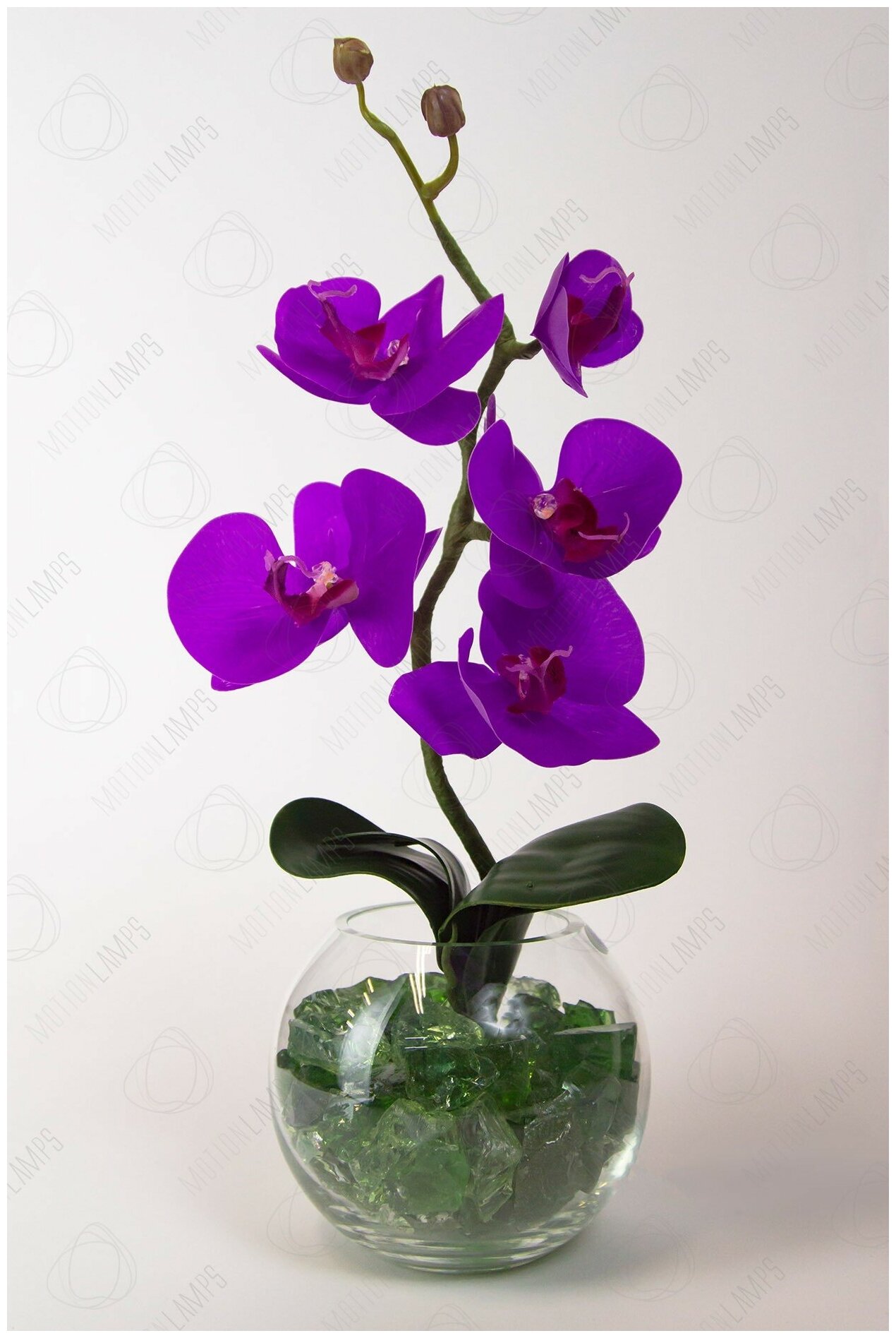 Светильник Орхидея фиолетовый(зел) 5 цветков - фотография № 2