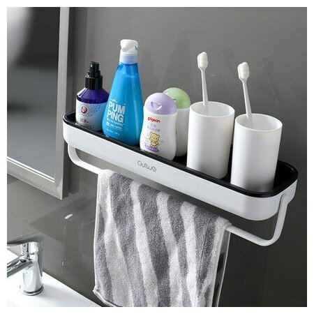 Aswei / Полка для ванной комнаты настенная полочка держатель для полотенец с полотенцедержателем на кухню