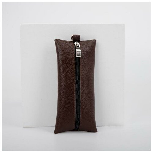 фото Ооо все товары 1 ключница на молнии, длина 17 см, металлическое кольцо, цвет светло-коричневый