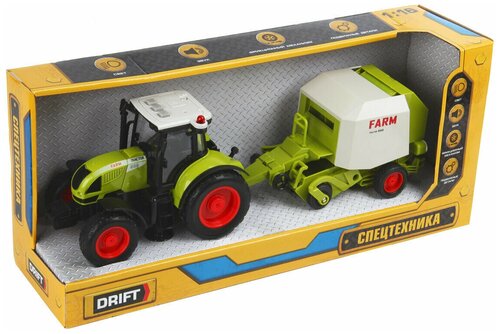 Трактор Drift 82215 с пресс-подборщиком для сена FARMLAND 1:16