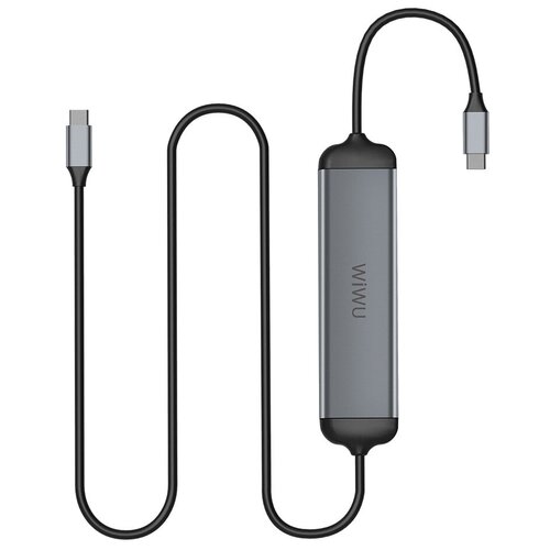 Кабель-переходник WiWU Alpha 521H Type C to x2 USB 3.0; HDMI; Cardreader Cable Grey хаб wiwu type c t8 для macbook pro sd microsd hdmi 2 type c 2usb 3 0 7 в 1 gray