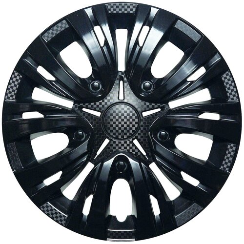 Колпаки лион, R15, черный глянец карбон, комплект 4 шт