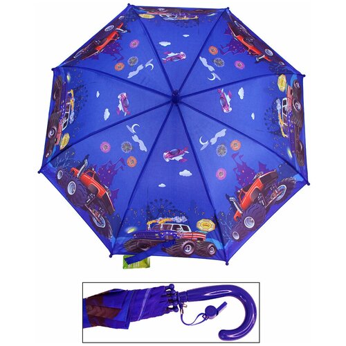 Детский зонт-трость со свистком Rain-Proof umbrella полуавтомаат 0134/голубой,синий