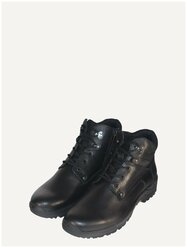 Зимние мужские ботинки Алекс кожаные с натуральным мехом черные, размер 42