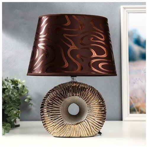 фото Лампа настольная risalux e14, 40 вт, кофе-золото, h 37 см