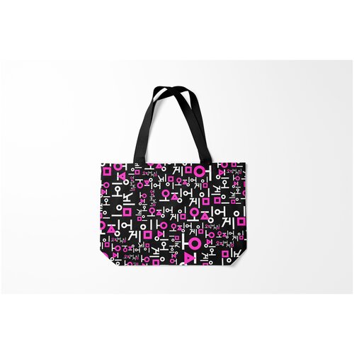 фото Сумка-шоппер / 46х35 см / сериалы / игра в кальмара лого узор burnettie