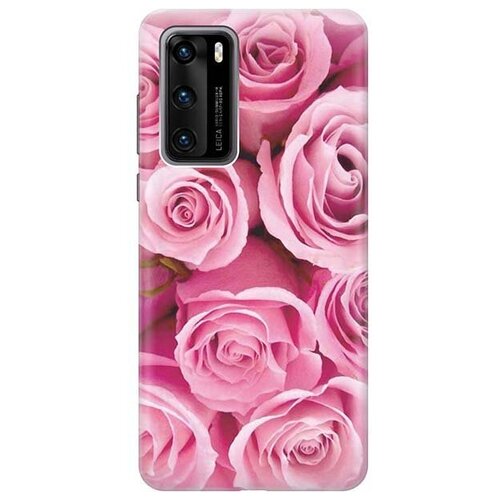 фото Ультратонкий силиконовый чехол-накладка для huawei p40 с принтом "букет роз" gosso