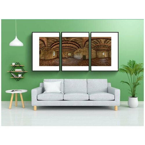 фото Набор модулных постеров для интерьера "чердак, панорама, пустая комната" 60x90 см. в тубусе, без рамки lotsprints