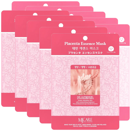 Маски на тканевой основе с эффектом увлажнения с плацентой Mijin Placenta Essence Mask, 10 шт