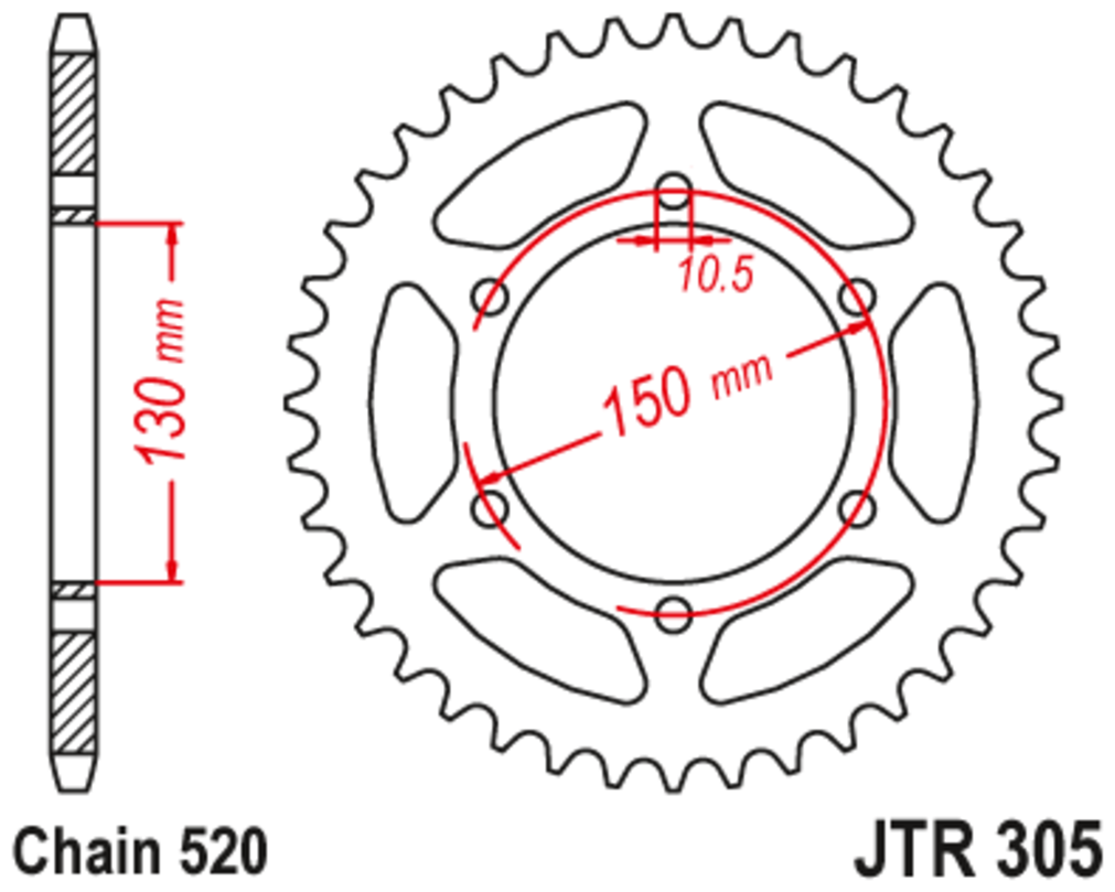 Звезда задняя (ведомая),(сталь) JT 305.46