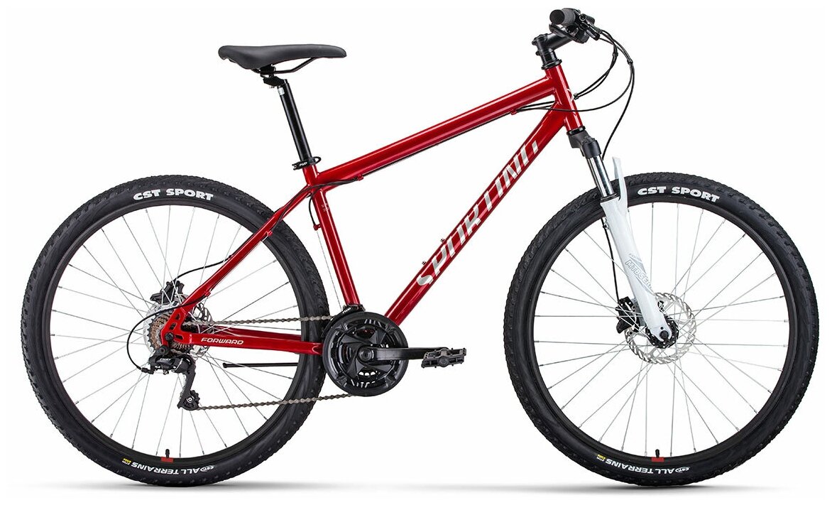 Велосипед горный FORWARD SPORTING 27.5 3.2 HD 2022 рама 19 RBK22FW27881, темно-красный/серебристый