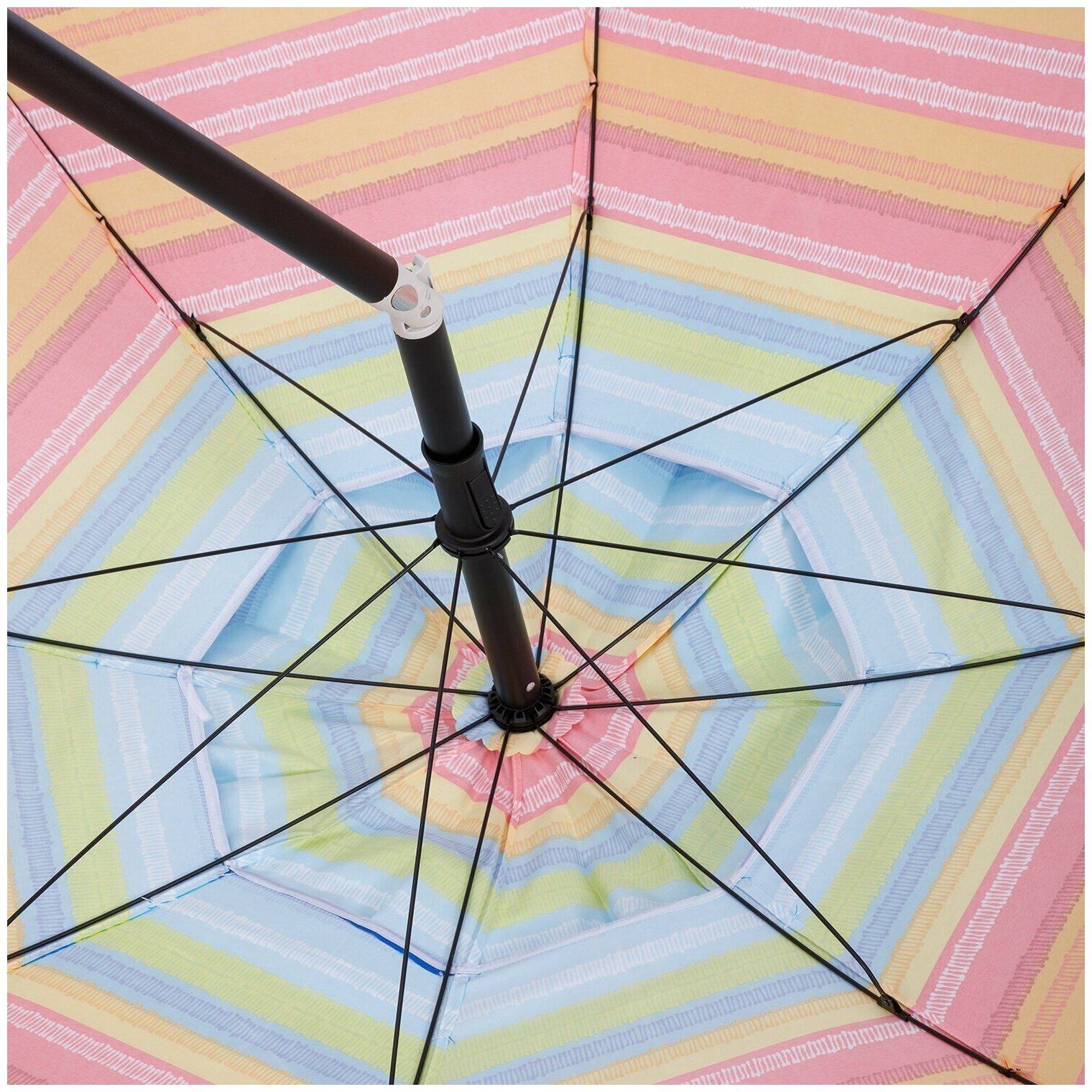Пляжный зонт, 2 м, с клапаном, с наклоном, Премиум (мультиколор/принт "радуга") в чехле - фотография № 3