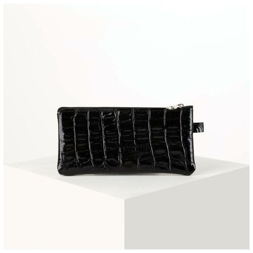 Ключница на молнии, длина 13,5 см, кольцо, цвет чёрный