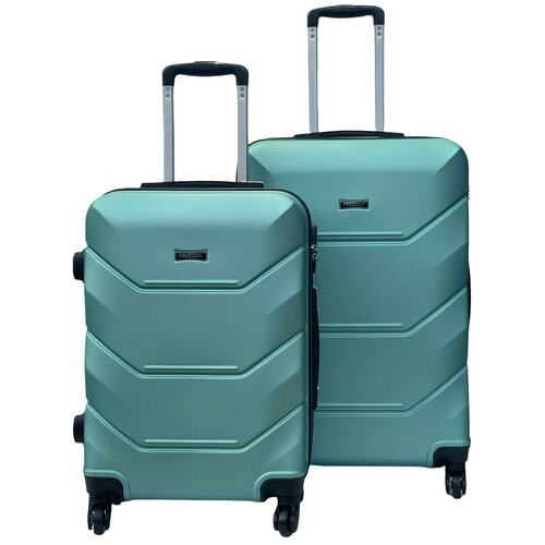 фото Комплект чемоданов , 2 шт., abs-пластик, 82 л, размер m+, белый, зеленый bags-art